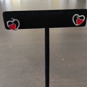 Sterling Silver Heart Enamel Earrings
